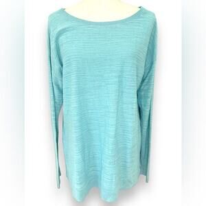 J. Jill - Lightweight Long Sleeve Crew Neck Pullover Sweater Turquoise Blue